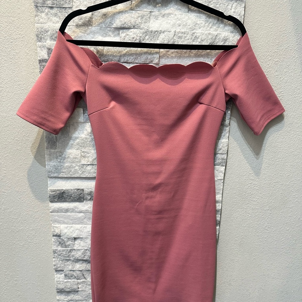 Charlotte Russe Pink Scalloped Off-Shoulder Dress